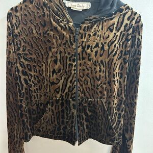 Loco Lindo Leopard Print Velour Jacket‎
